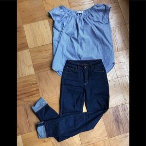 Cotton Blue and White Striped Blouse